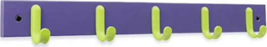 Inofix Wooden Kids Wall Mounted Hanger with Hooks 3707 Lila-Green 48.8x5.2x6cm