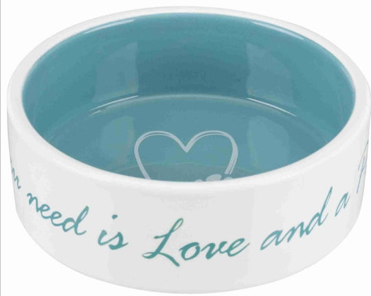 Trixie All You Need Is Love Keramik Schalen Futter & Wasser für Hund & Katze 750ml 13cm in Hellblau Farbe