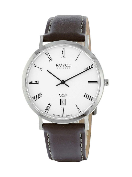 Boccia Watch Battery with Brown Leather Strap