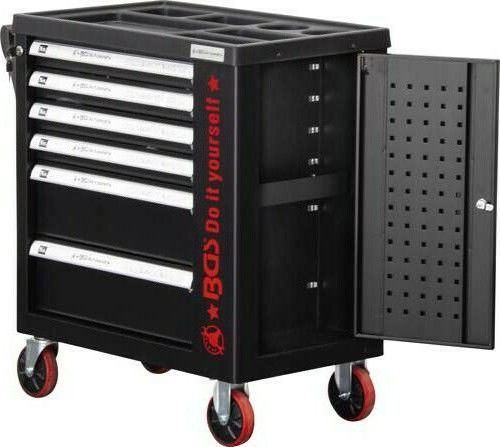 BGS Technic Cu roți Metal Căruță cu 6 Sertare și Dulap L45.5xA74.9xÎ88cm