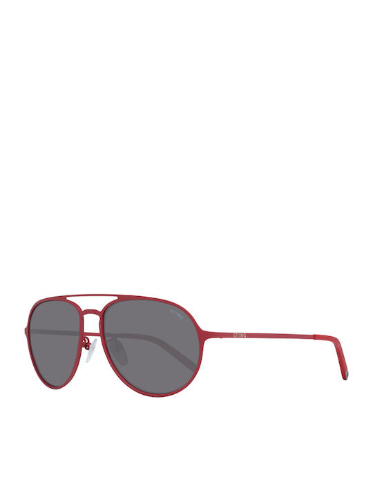 Sting Men's Sunglasses with Red Metal Frame and Black Lens SST004 06F5