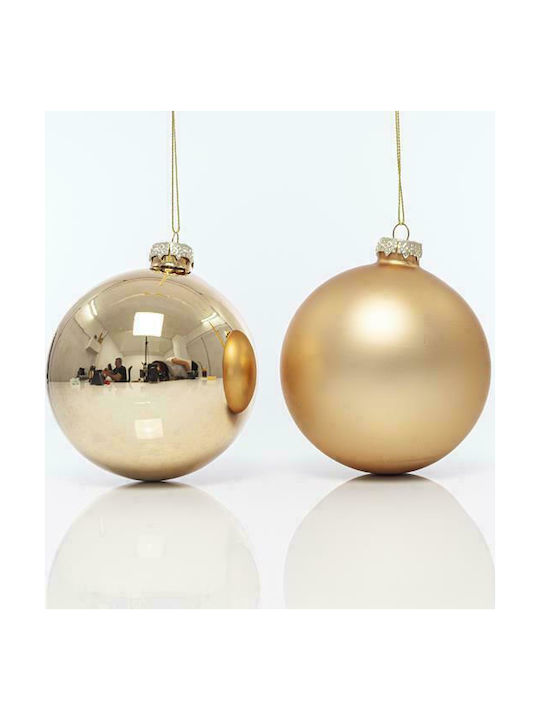 Eurolamp Ornament de Crăciun Bilă Sticlos Aur cu Pulbere de Aur cu Paiete 10buc Set 4buc