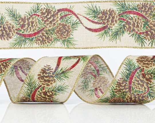 Eurolamp Christmas Ribbon Beige 635x10cm 1pc