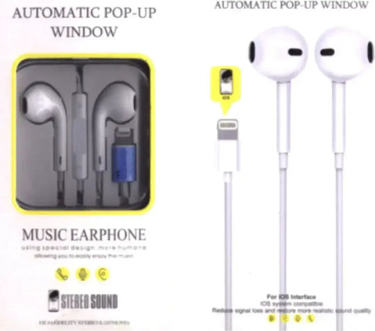 Andowl QM-09 In-ear Handsfree με Βύσμα Lightning Λευκό
