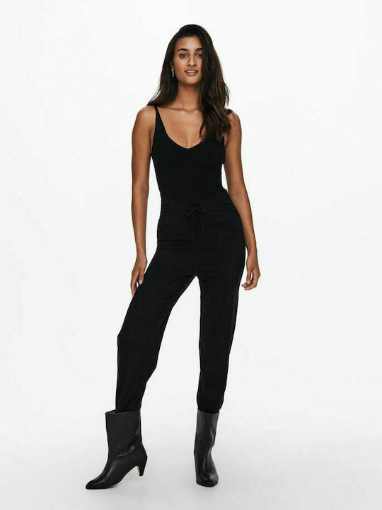 Only Women's High-waisted Fabric Trousers with Elastic in Slim Fit Black