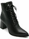 Leather Women's Ankle Boots with Medium Heel Black
