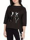 DKNY Women's Sweater with 3/4 Sleeve Black