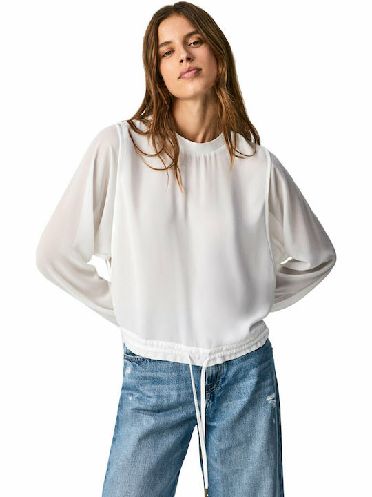 Pepe Jeans Gisela Damen Bluse Langärmelig Weiß