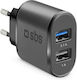 SBS Ladegerät ohne Kabel mit 2 USB-A Anschlüsse 10W Schwarzs (LB13462213)