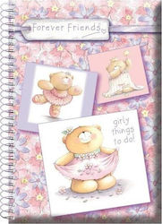 Gim Spiral Notebook Ruled B5 120 Sheets 3 Subjects Forever Friends Pink 1pcs