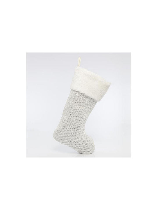 Weihnachtliche Dekorative Socke Stoff L27xB22xH51cm. Weiß