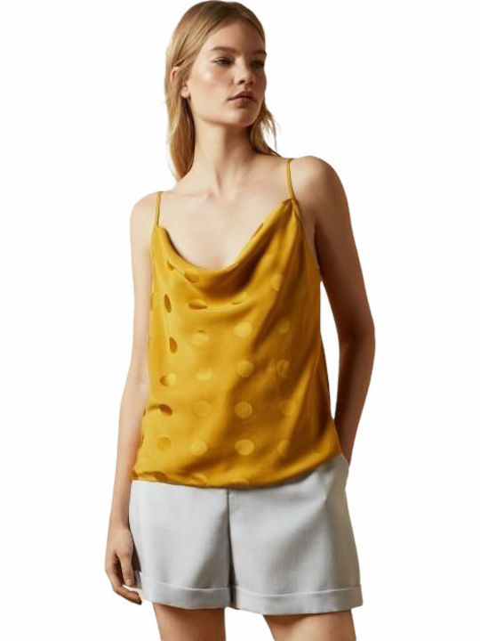 Ted Baker Women's Summer Blouse with Straps Polka Dot Yellow