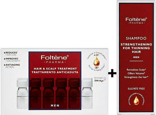 Foltene Men Hair and Scalp Hair Treatment Set against Hair Loss for Fine Hair with Shampoo 2pcs