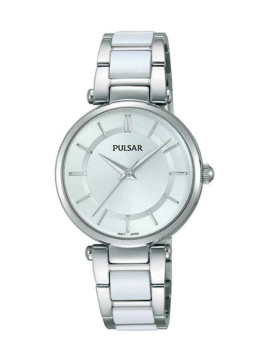 Pulsar Uhr mit Silber Keramikarmband