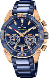 Festina Chrono Bike Hybrid 45mm Brățară din oțel albastru