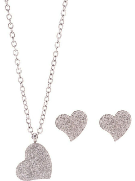 Dalee Dalee Single Heart Set with Necklace & Earrings from Steel