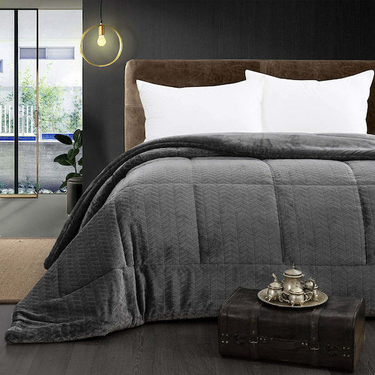Beauty Home Κουβερτοπάπλωμα Υπέρδιπλο 220x240εκ. Γκρί
