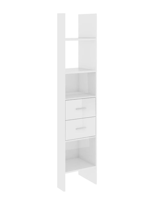 Bookshelf White Glossy 40x35x180cm