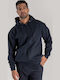 Basic Men's Sweatshirt with Blue Hood