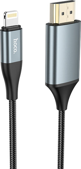 Hoco UA15 HDMI 1.4 High Speed 1080p 120Hz Braided Cable HDMI male - Lightning male 2m Μαύρο