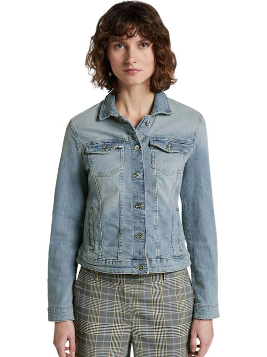 Tom Tailor Women's Short Jean Jacket for Spring or Autumn Stone Blue Denim