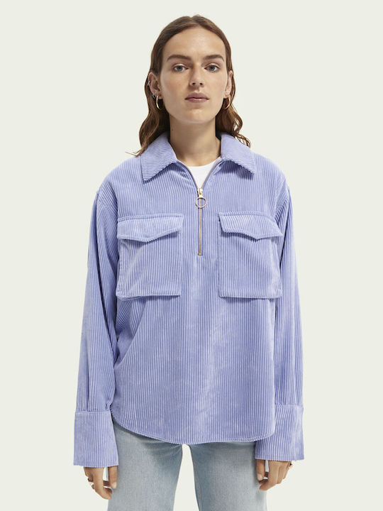 Scotch & Soda Damen Bluse Langärmelig mit Reißverschluss Flieder