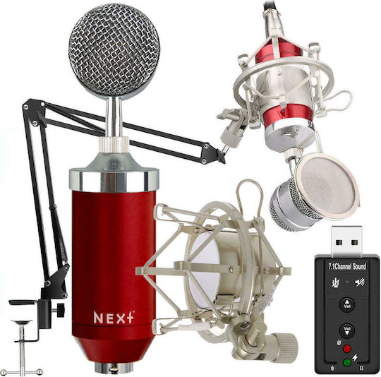 Next Kit With Headphones Set Condenser Microphone Shock Mounted for Vocals in Red Color
