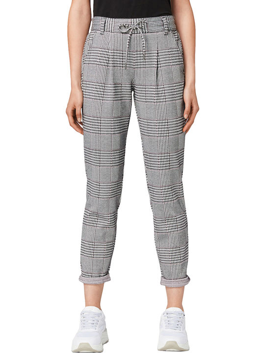 Tom Tailor Women's High-waisted Fabric Capri Trousers Checked