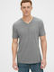 GAP Men's Short Sleeve T-shirt with V-Neck Gray