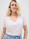 GAP Damen T-shirt mit V-Ausschnitt Weiß