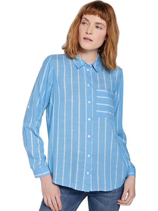 Tom Tailor Women's Striped Long Sleeve Shirt Blue