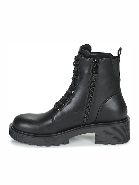 Ramone Leather Women's Ankle Boots with Medium Heel Black