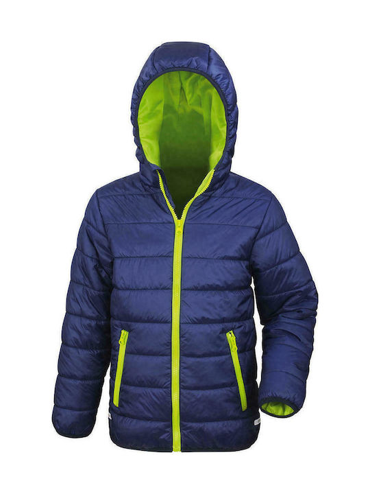 Result Kids Quilted Jacket short with Lining & Protection Hood Navy Blue