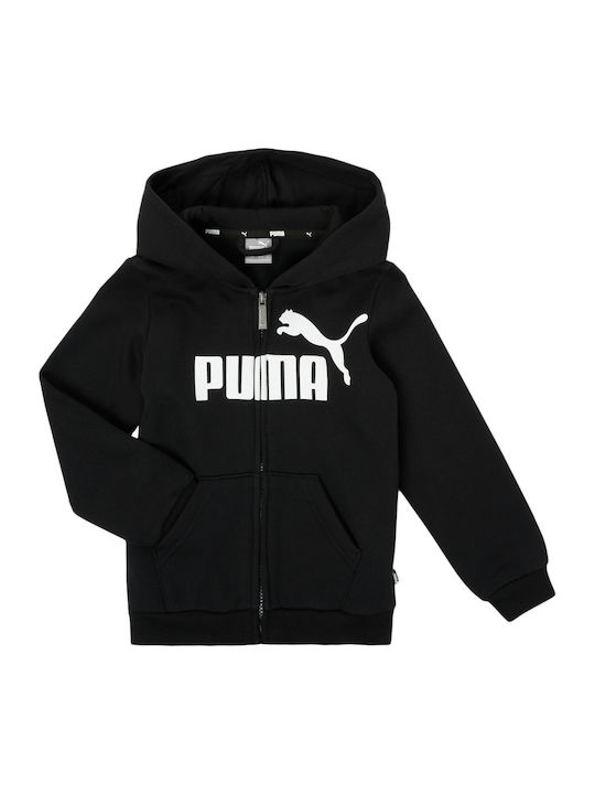 Puma Παιδική Ζακέτα Φούτερ με Κουκούλα για Αγόρι Μαύρη Essential Big Logo
