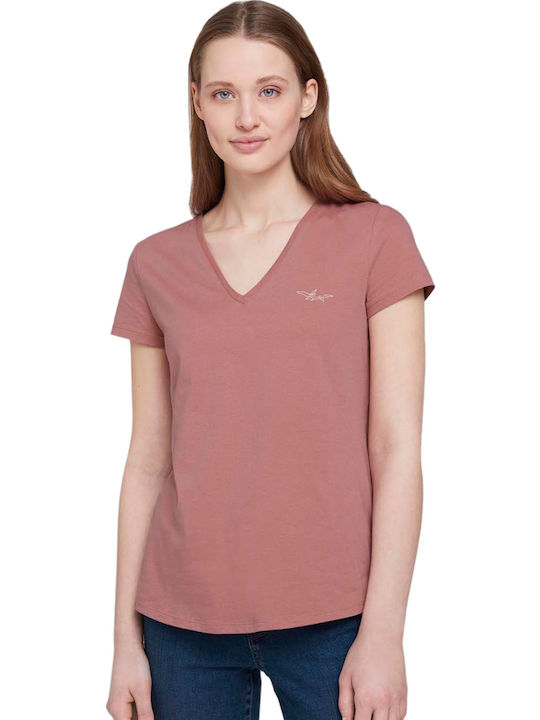Tom Tailor Γυναικείο T-shirt Cozy Rose με Λαιμόκοψη V
