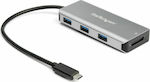 StarTech USB 3.0 Hub 3 Θυρών με σύνδεση USB-C Ασημί