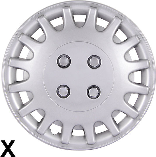 Autoline Car Hubcap Set Model "X" 13" 4pcs Silver