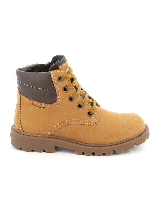 Shaylax Leather Kids Snow Boots with Zipper Yellow