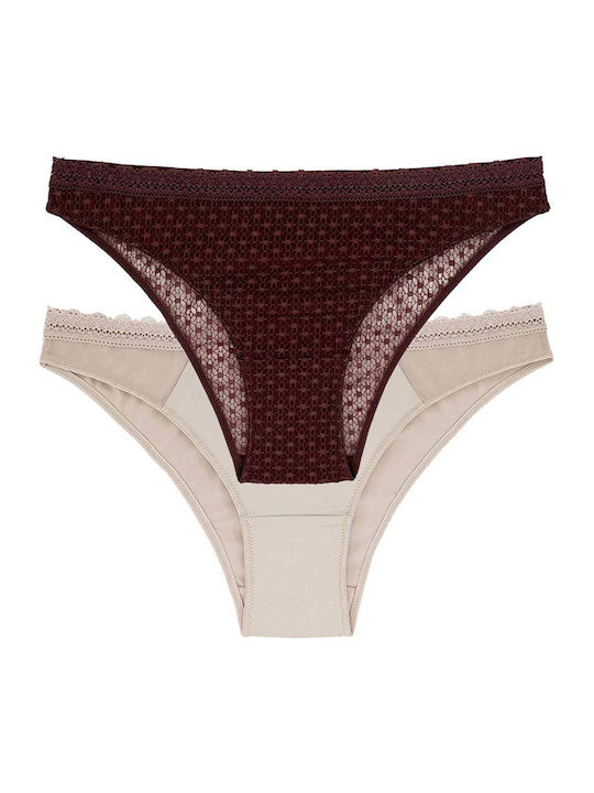 Dorina Reese Femei Slip 2Pack cu Dantelă Bordea...