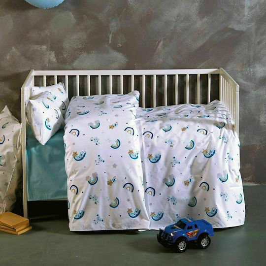 SB Home Rainbow Baby Sheets Set Cradle Cotton Blue 80x110cm 2pcs