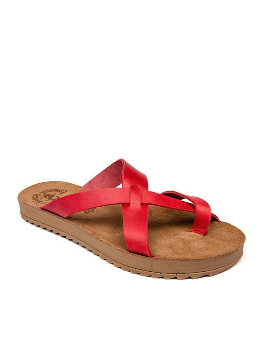 Fantasy Sandals Kimolos S8022 Δερμάτινα Γυναικεία Σανδάλια σε Κόκκινο Χρώμα