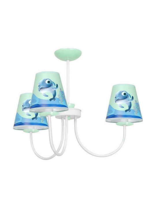 Dolphin Candelabru Lumină de tavan pentru copii Agățat din metal 40W cu suport pentru bec E14 Verde