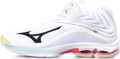 Mizuno Wave Lightning Z6 Mid Γυναικεία Αθλητικά Παπούτσια Βόλλεϊ Λευκά