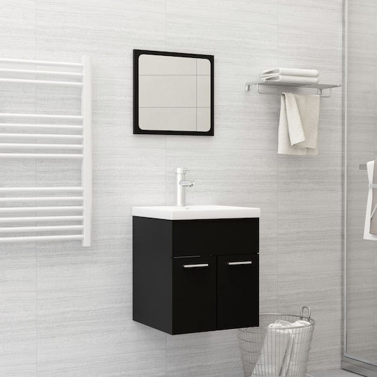 vidaXL Πάγκος με Νιπτήρα & Καθρέπτη Μ41xΒ38.5xΥ46cm Μαύρος