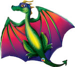 Μπαλόνι Foil Σχήμα Δράκος Mythical Dragon Πράσινο 114εκ.