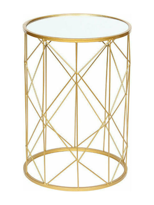 Round Glass Side Table Gold L32xW32xH47cm 93552-2