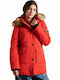 Everest Women's Long Parka Jacket for Winter with Hood Red