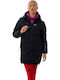 Tyene Lang Damen Puffer Jacke für Winter Schwarz
