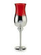 BigBuy Candle Holder Crystal Silver/ Red 14x14x45cm 1pcs
