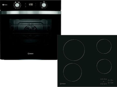 Indesit IFWS 4841 JH BL + RI 161 C Φούρνος άνω Πάγκου 71lt με Κεραμικές Εστίες Π59.5εκ. Μαύρος